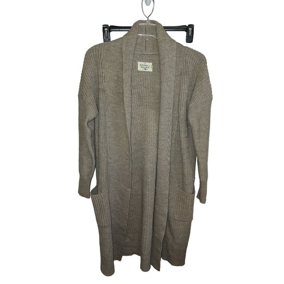 The Normal Brand Women's Long Open Front Cardigan With Pockets Taupe Size L - Picture 1 of 4